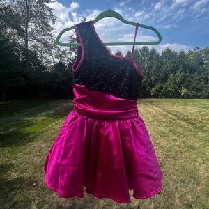 Pink and Black One-Shoulder Dance Costume